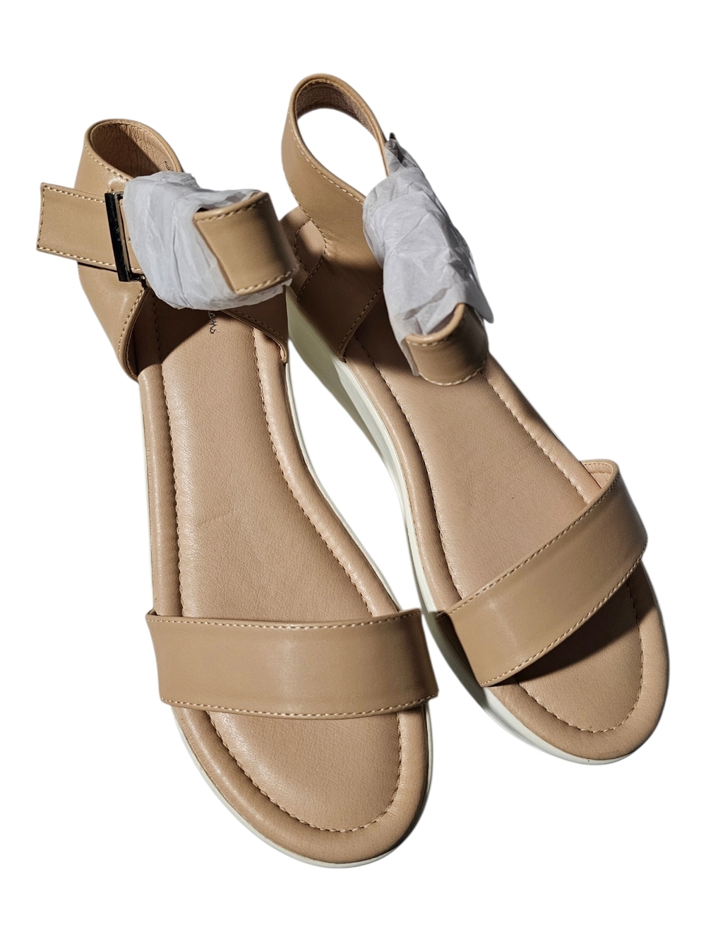 Women's Neutral Tan Ankle-Strap Sandals with Cushioned Footbed